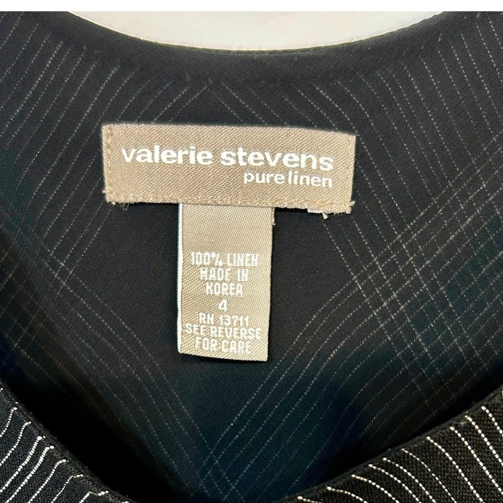 Valerie Stevens Tank Top Women 4 Black Excellent Pure Linen Plaid Sleeveless - Picture 3 of 5